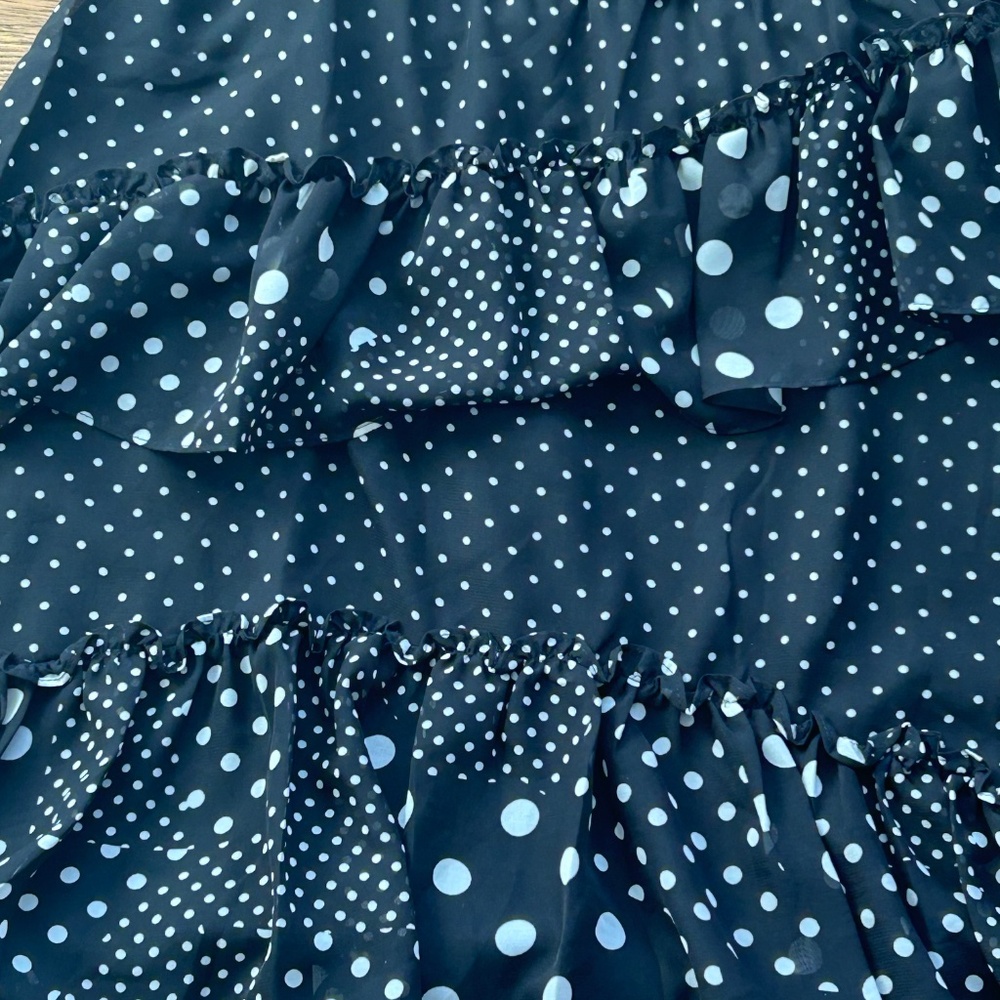 Betsey Johnson Black White Polka Dot Ruffle Halter Dress NWT sz 8 - Picture 4 of 10